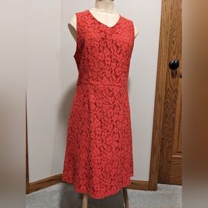 Lace dress size 10 coral pink red